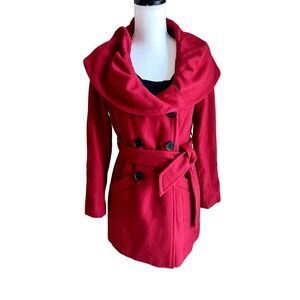 Bebe y2k red wool double breasted pea coat size XS